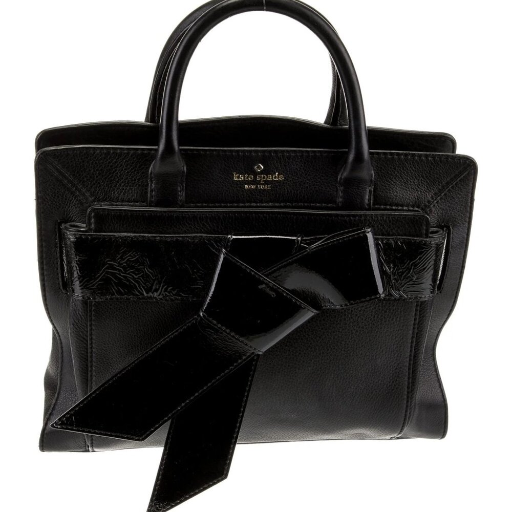 Euc Kate Spade Black Leather Bow Shoulder Bag